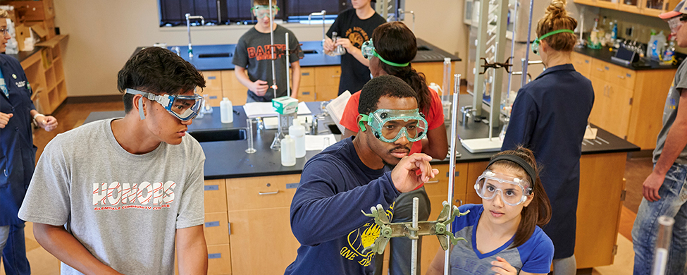 Students in chemistry lab.