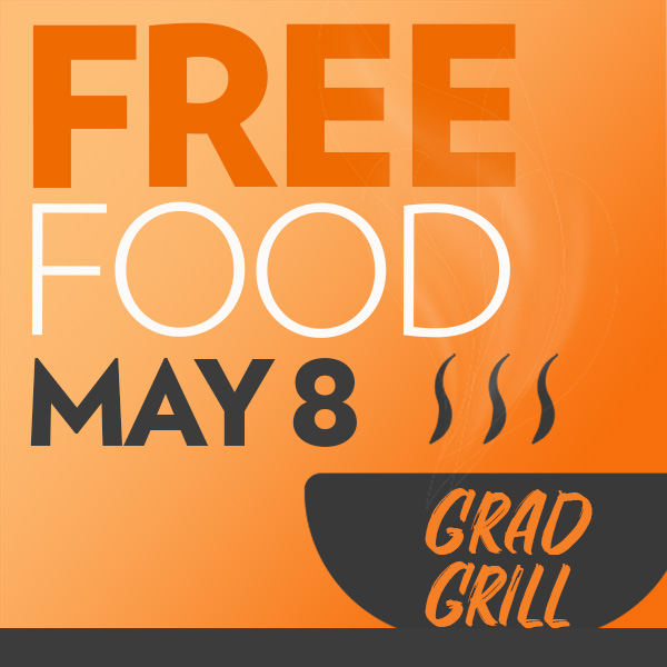 poster with free food may 8 text